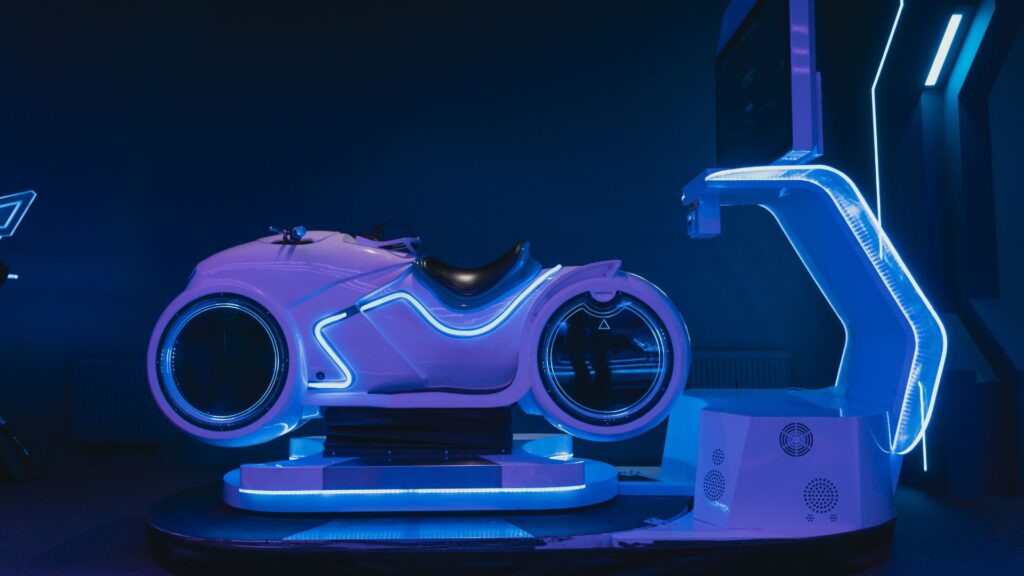 Immersive reality simulator motorcycle.