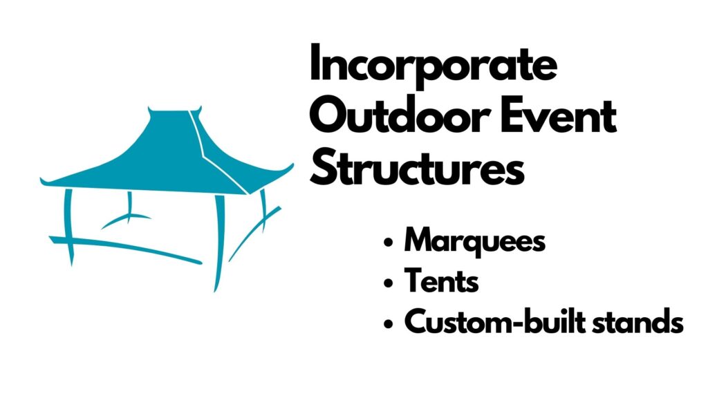 Infographic showing some of the outdoor event structures you can incorporate in your fan zone.