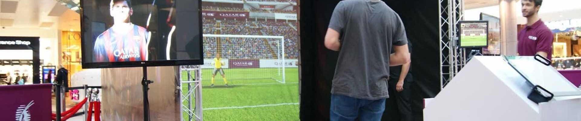 Person-Preparing-To-Kick-Ball-In-Football-Simulator
