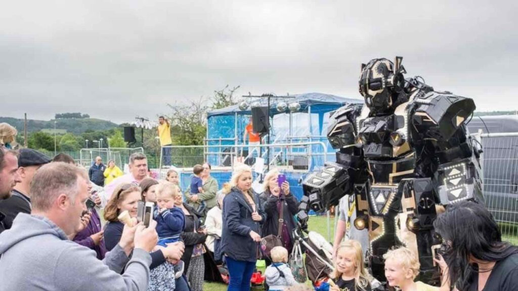Vocal robot available in the UK for festival events.
