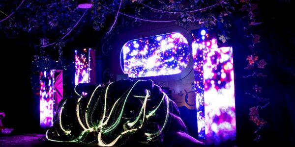A 3d projection stage set design inspired by an enchanted garden theme. We used lighting and AV to enhance the set and stage design.