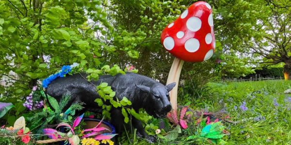We put together this immersive event setting with a panther feature and nature-inspired props.