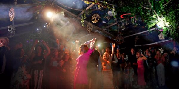 Guests will party the night away within their enchanted garden oasis
