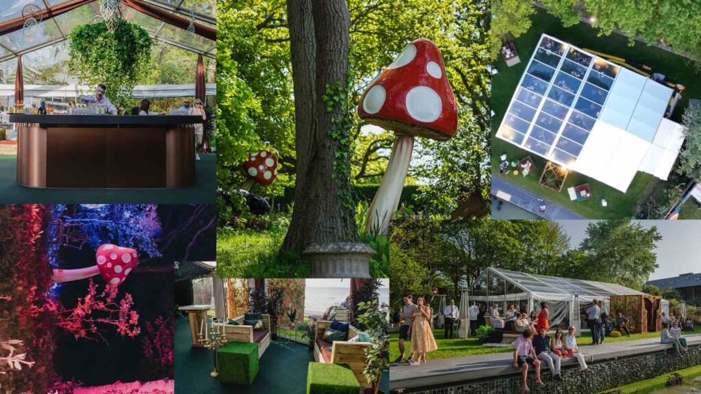 Collage image of outdoor events created by Julia Charles Event Management including festivals and themed events.