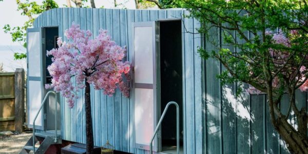 Making Facilities stylish with our event theming featuring blossoming trees and decor