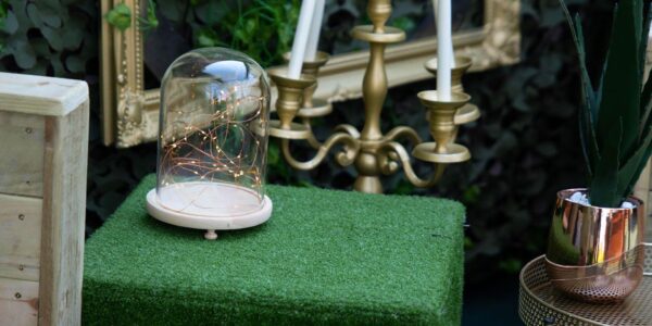 An enchanted garden theme globe prop featuring twinkling led lights for a touch of magic
