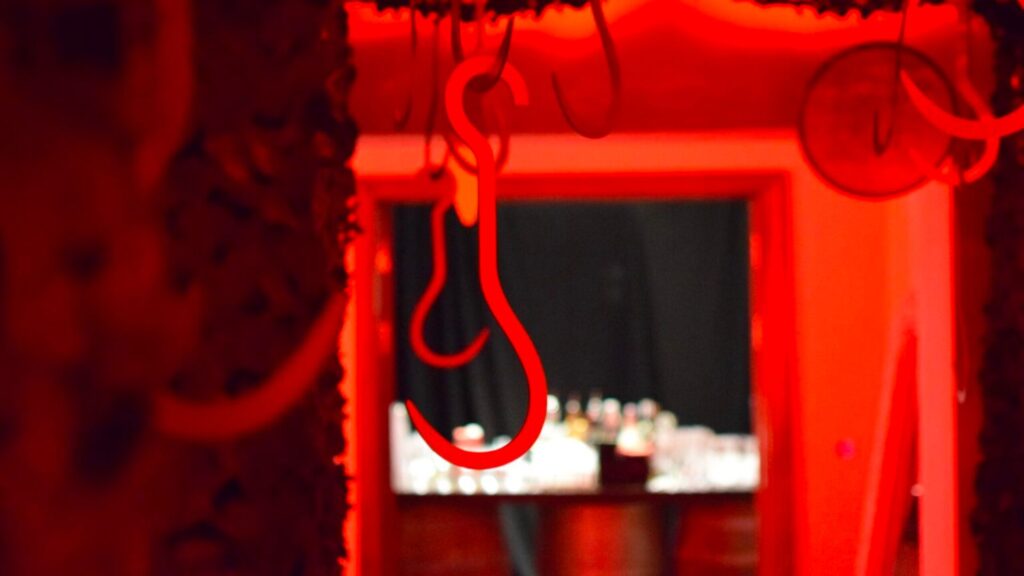 A butchers hook prop used for Halloween Event Theming