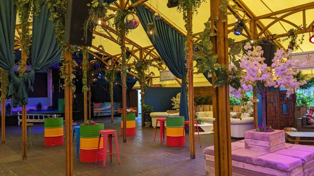 A marquee setup for festival themed event