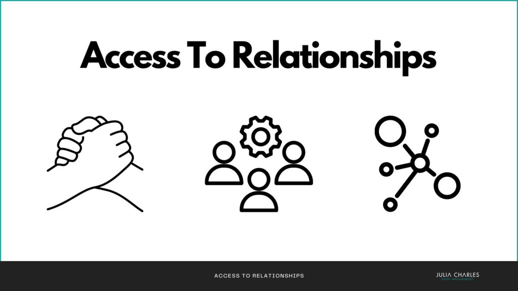 Illustration of gaining access to an event agency's relationships when booking through them.
