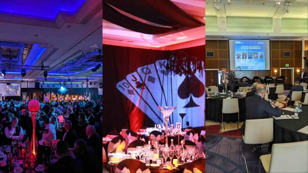 Conference gala dinner collage of event types