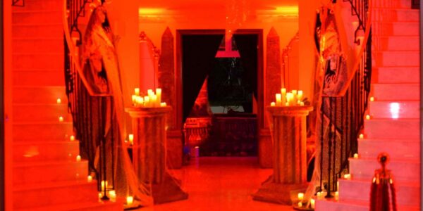 Cult-Awakening-Halloween-Mansion-Party-Hallway-Entrance-Spiral-Staircases