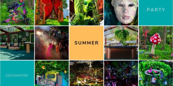 Montage of Enchanted Garden Party images for the ultimate summer party 2023.