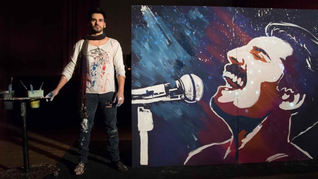 Hire live speed painting of Freddie Mercury