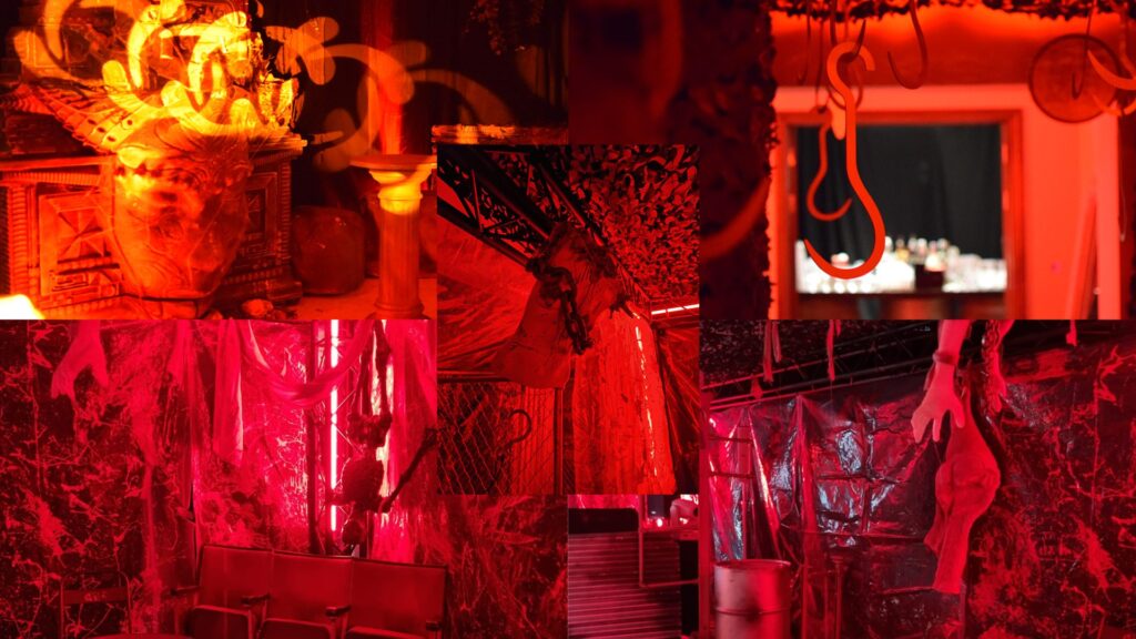 Collage image of cult awakening themed halloween event we designed and produced.