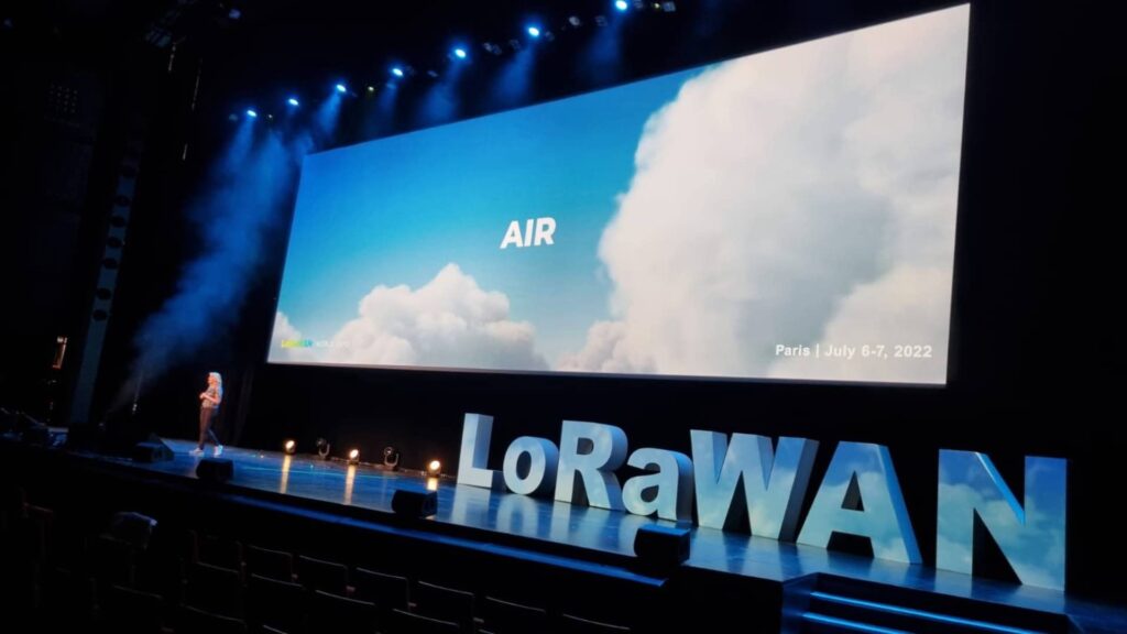 Lorawan conference 3D projection on stage.
