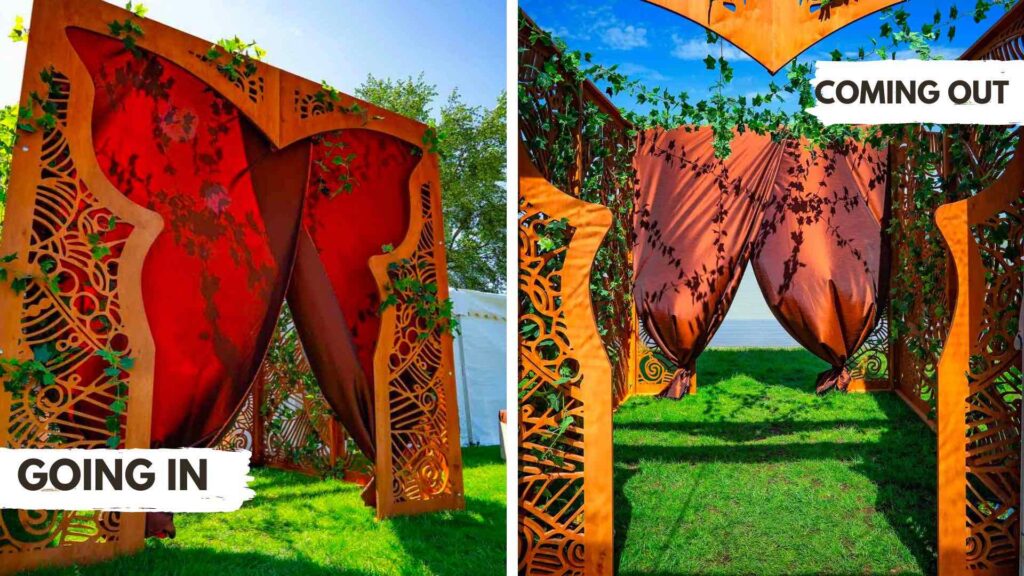 A bespoke portal created for an enchanted garden party using butterly design.