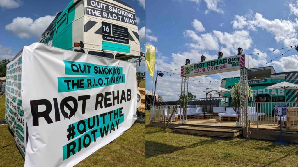 Riot rehab bus created for a corporate client for glastonbury festival.