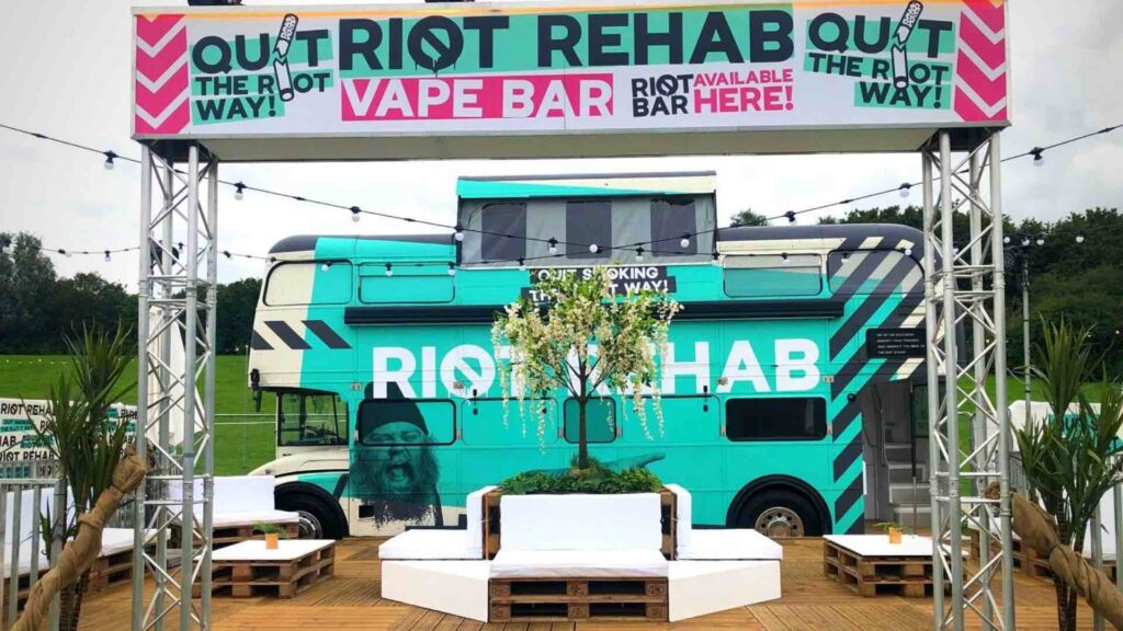 The Riot Rehab Julia Charles Event Management built in the UK.