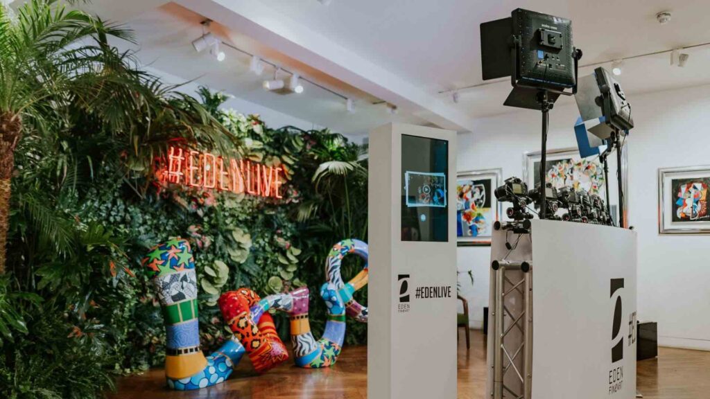 Tropical Themed 180 degree photo booth set up.
