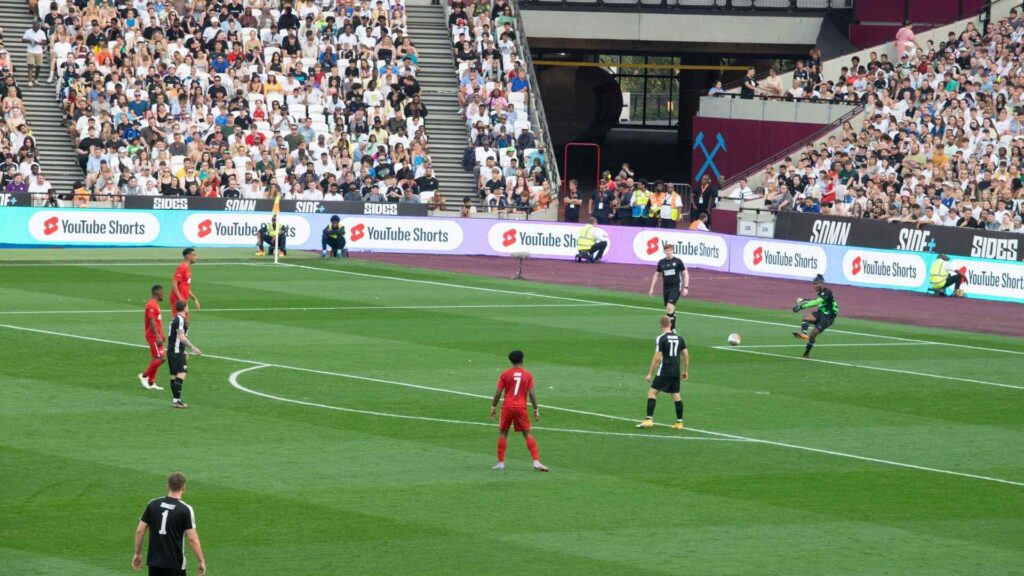 KSI taking goal kick in the second half.