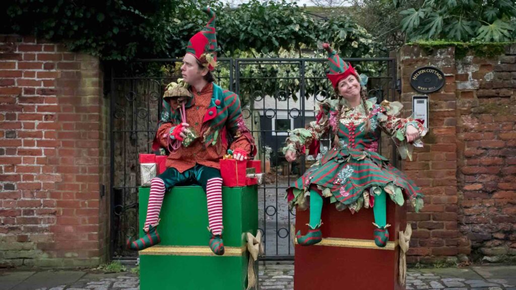 Christmas presents walkabout act featuring elves.