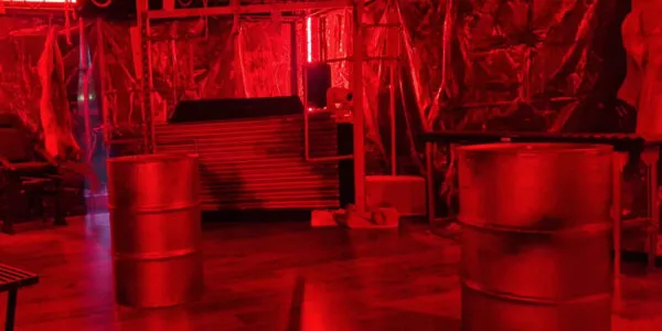 The Slaughterhouse is a chilling concept made real with hanging hooks, blood curdling lighting and bespoke props to bring this butchers liar to life!