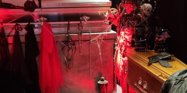 Horrifying props decorated in your vision such as our overflowing coffins.