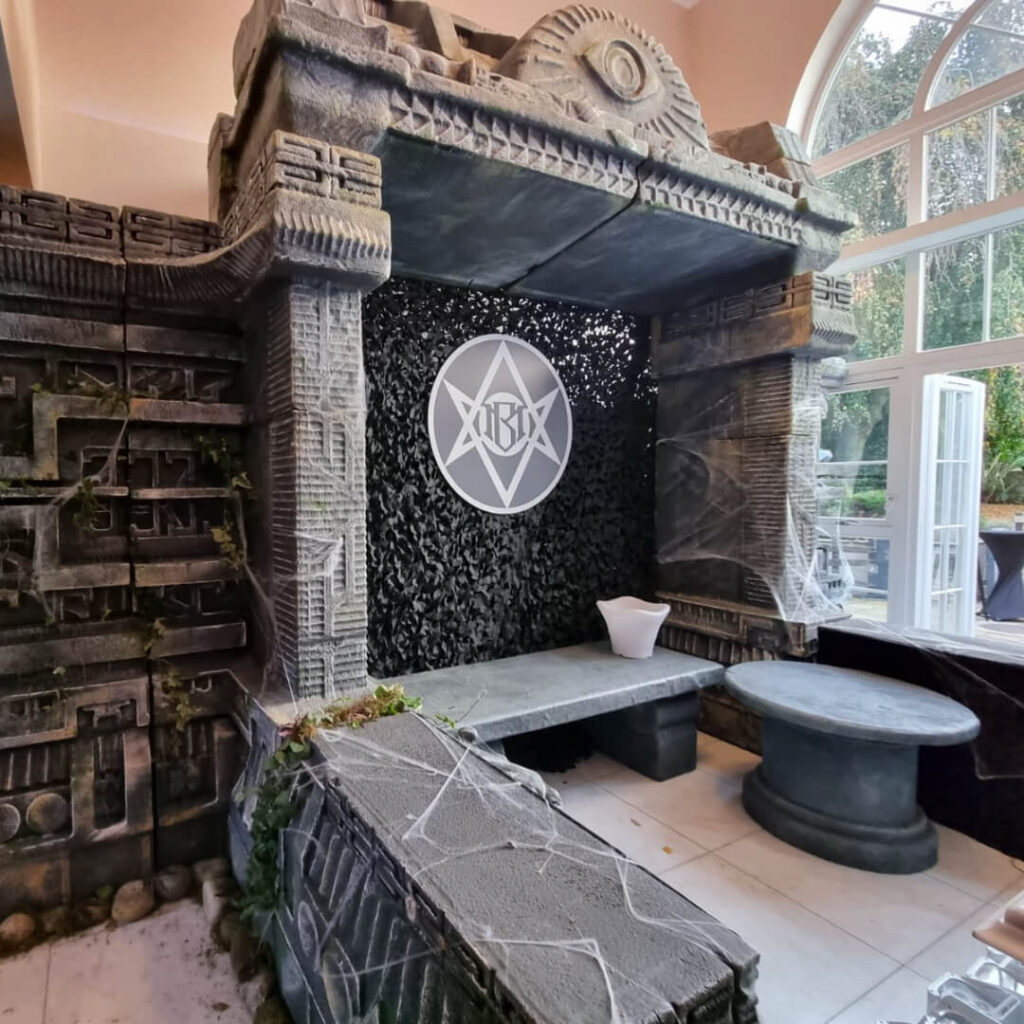 A crypt design built for a custom cult horror set.