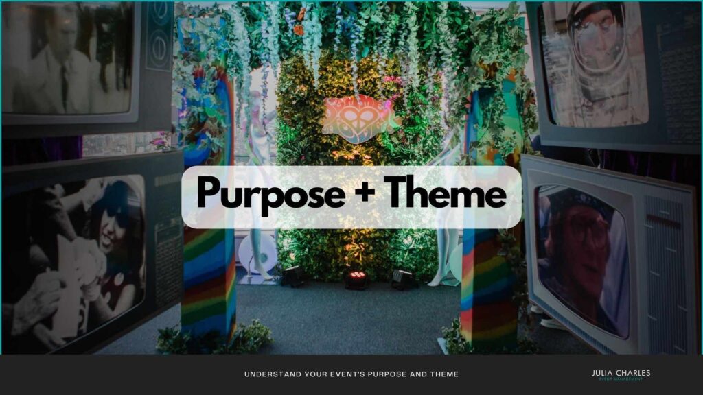 1960s themed event set design including retro TVs and colourful archway with backdrop.