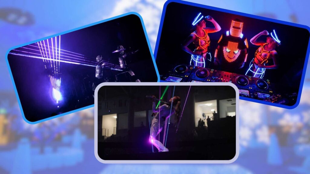 Hire LED musicians for your futuristic Christmas party.