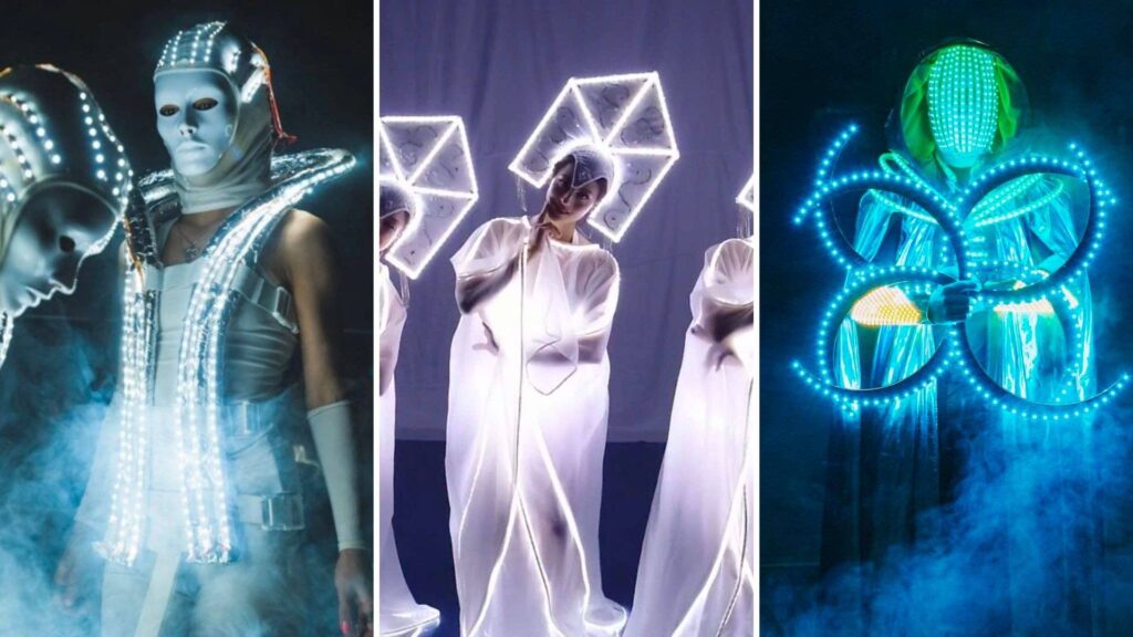 Light dance and LED shows available for futuristic corporate christmas events across the UK.