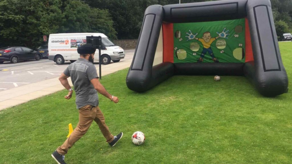 An inflatable goal available to hire for your sports events in the UK.