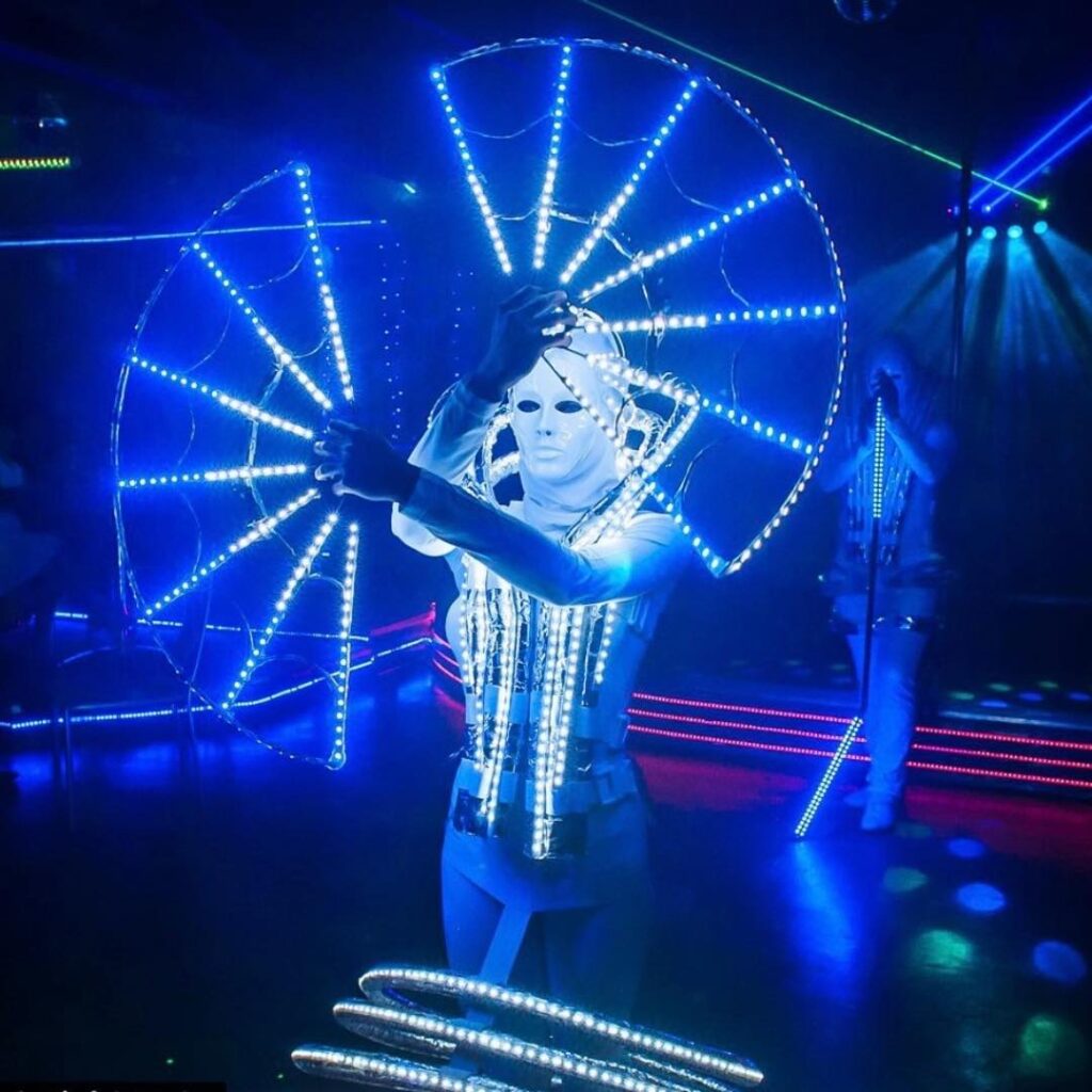 Dazzling white light dance show for your event.