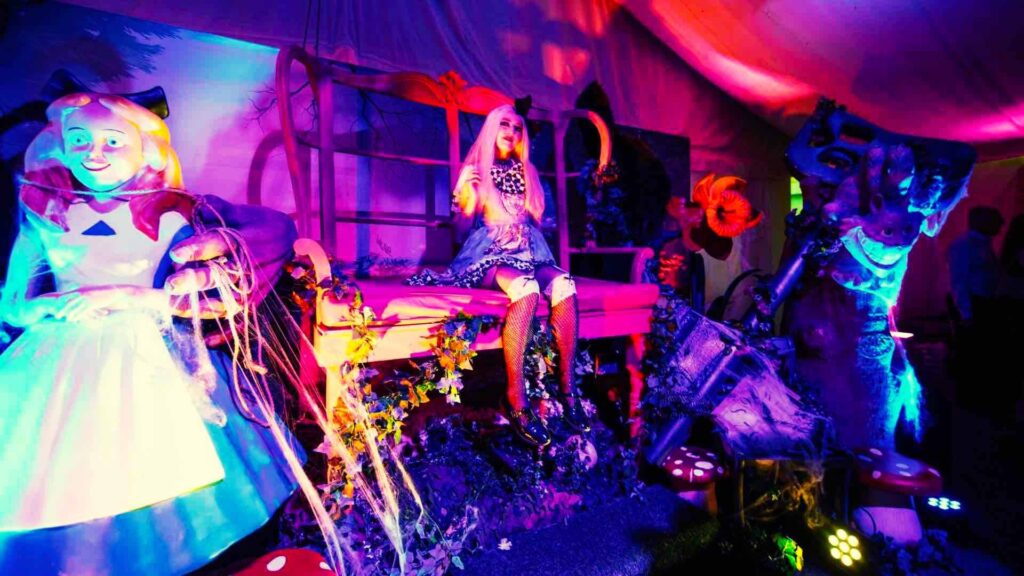 Bespoke Alice in Wonderland escape room theming for product launch events.