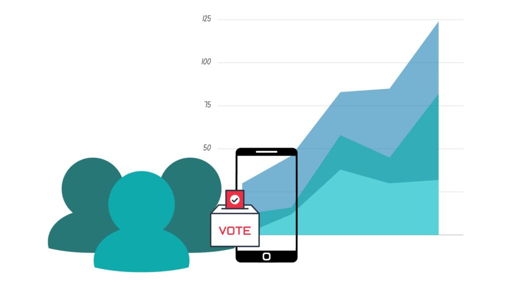 Illustration of audience participation through an event app.