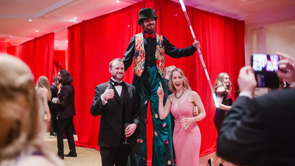 Guests enjoy entertainer at a Circus themed Christmas party hosted for Renault.