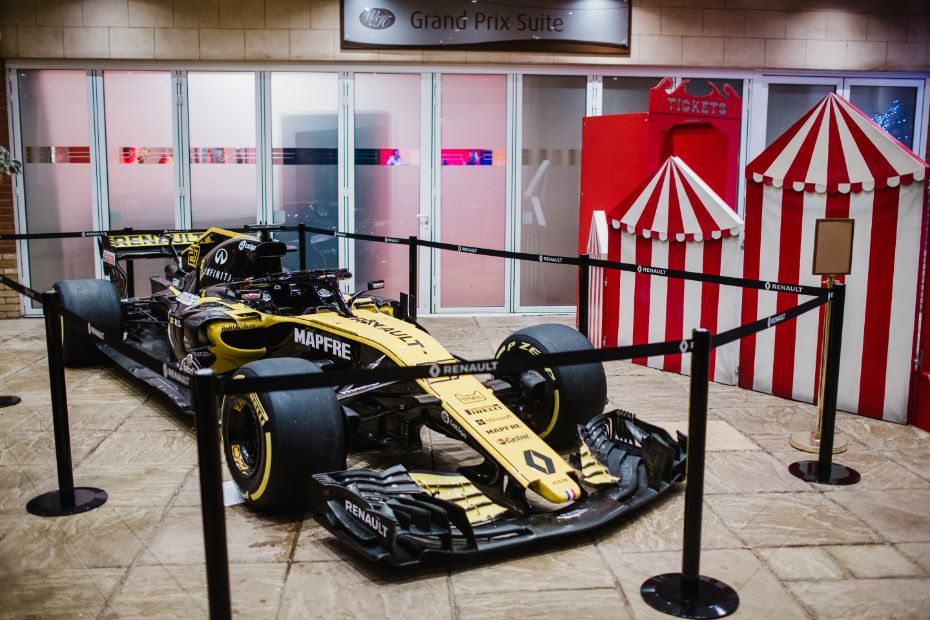 Renault F1 Race Car at entrance to event.