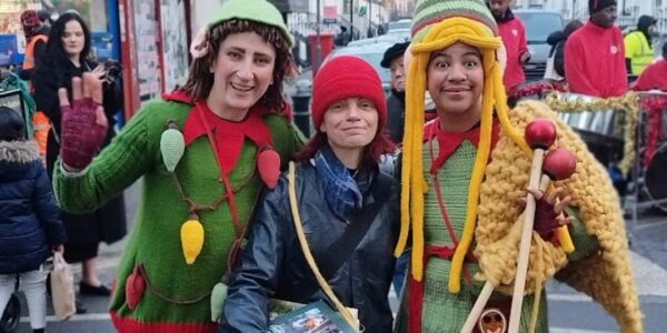 Knitted-Elves-Characters-With-Guest-At-A-Parade