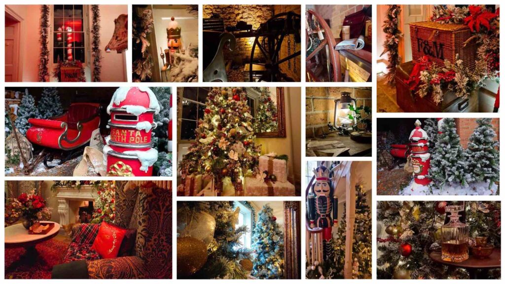 Shots from a classic Christmas themed set design created by Julia Charles for a Riot Squad Christmas music activation featuring East 17.