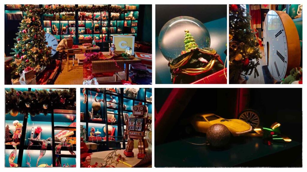 Santas Toyshop set design designed by Julia Charles featuring intricate details throughout. 