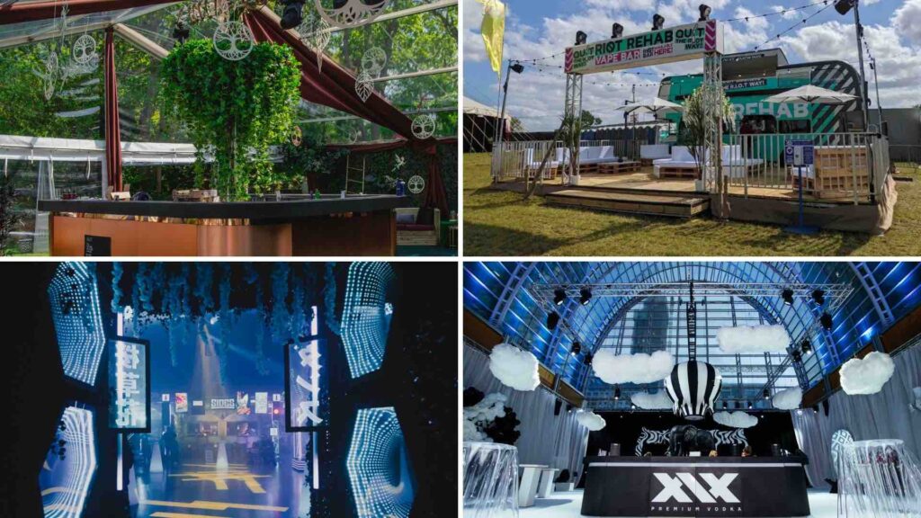 A snippet of some of our events we have previously managed and produced. Including an enchanted garden, riot rehab activation and Sidemen parties.