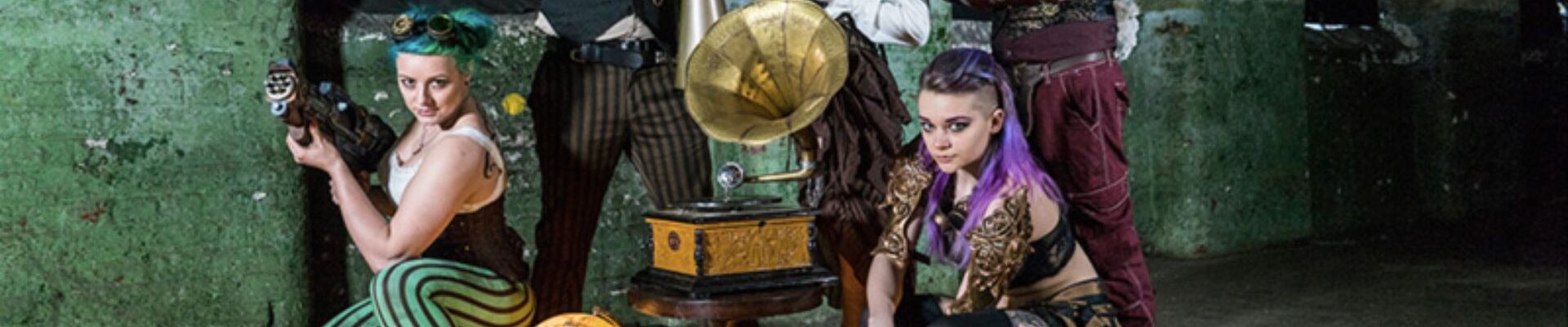 Steampunk-Circus-Posing-With-Props Steampunk-Circus-Posing-With-Props