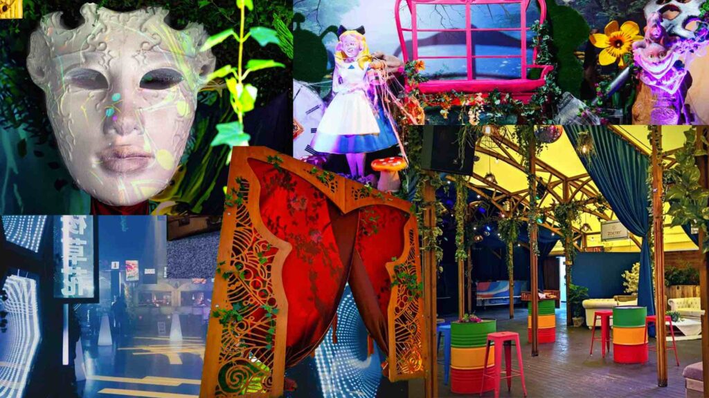 Theming ideas for event such as enchanted garden, festival, alice in wonderland and tokyo.