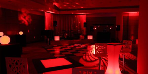 LED lighting and projection used at a vegas Themed Party.