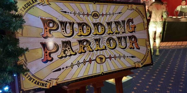 Giant pudding parlour sign created for a circus themed event for Renault.