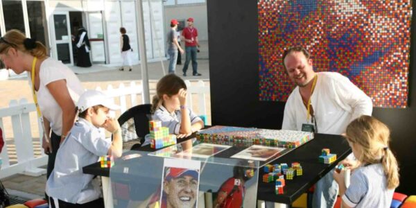 Rubiks-Cube-Performer-Interacting-With-Crowd