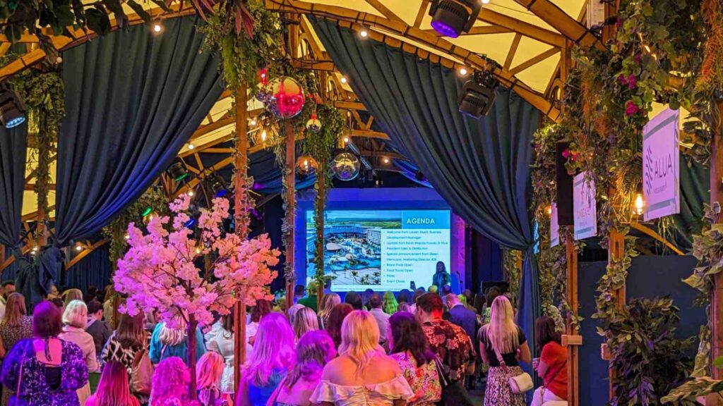An indoor festival themed corporate event produced or Cara in Hyatt hotel.