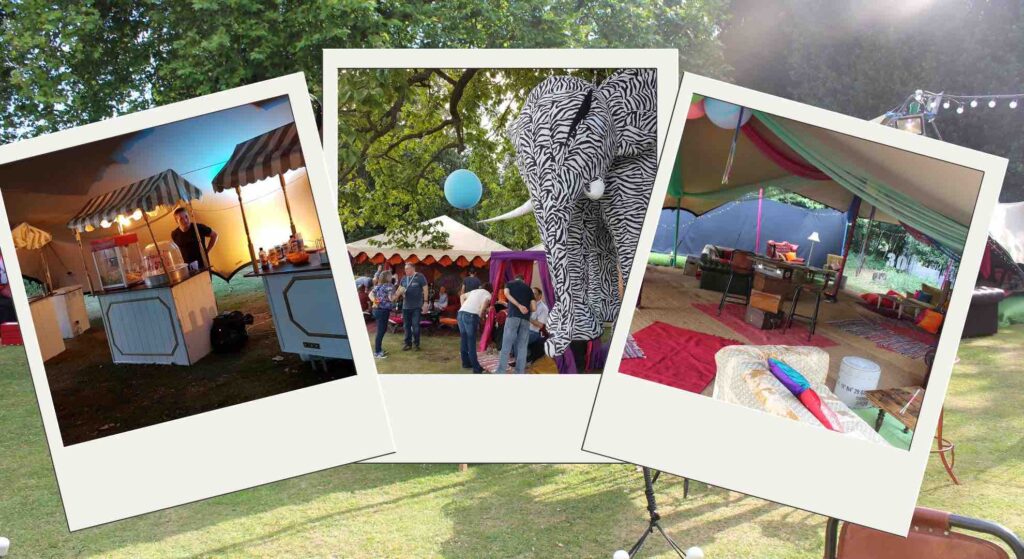 Festival family fun day event Julia Charles organised for Blue Chip in a lush outdoor space. 