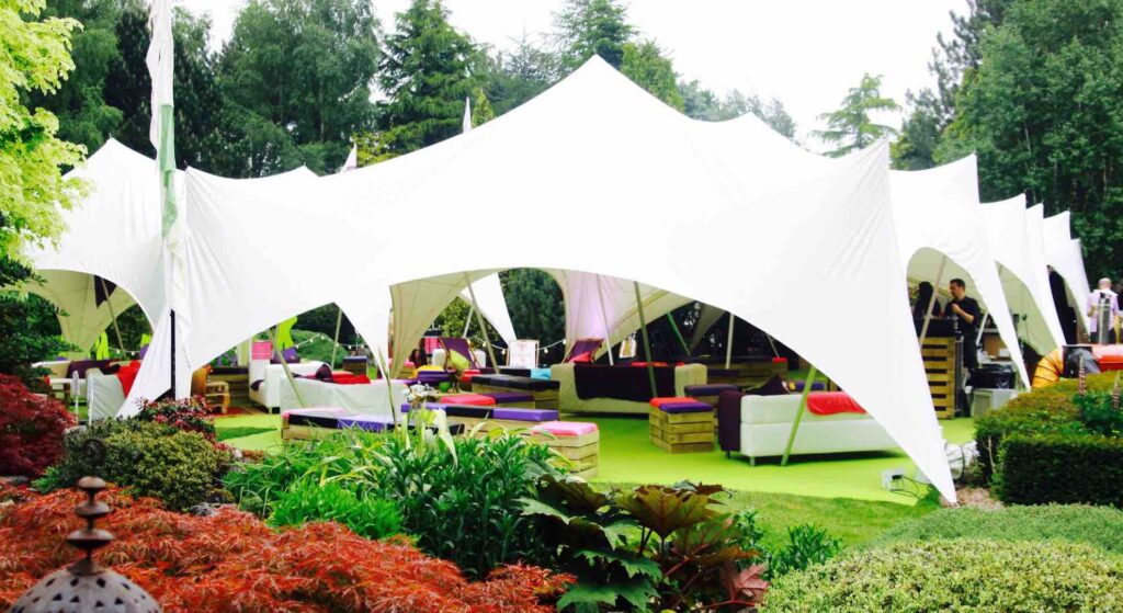 Large marquee tent erected for a festival private party.