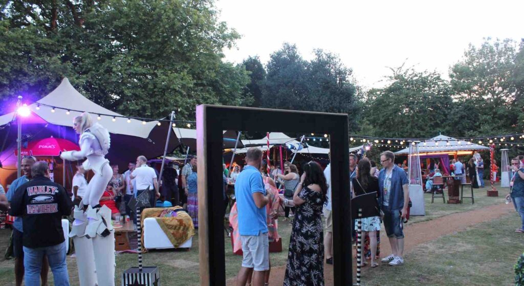 Photo area for family fun day festival with marquee and other set up. 